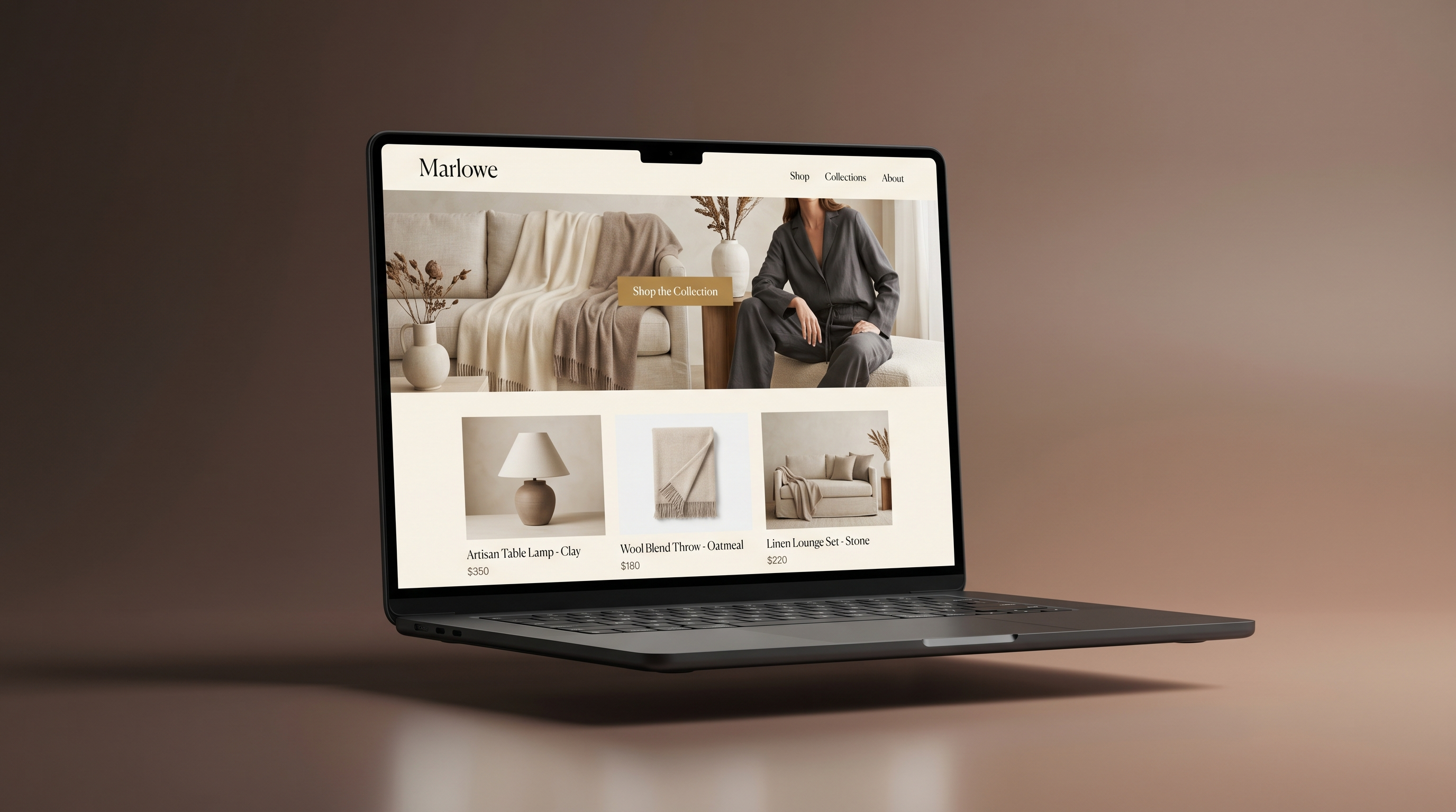 Marlowe premium retail storefront shown on a laptop